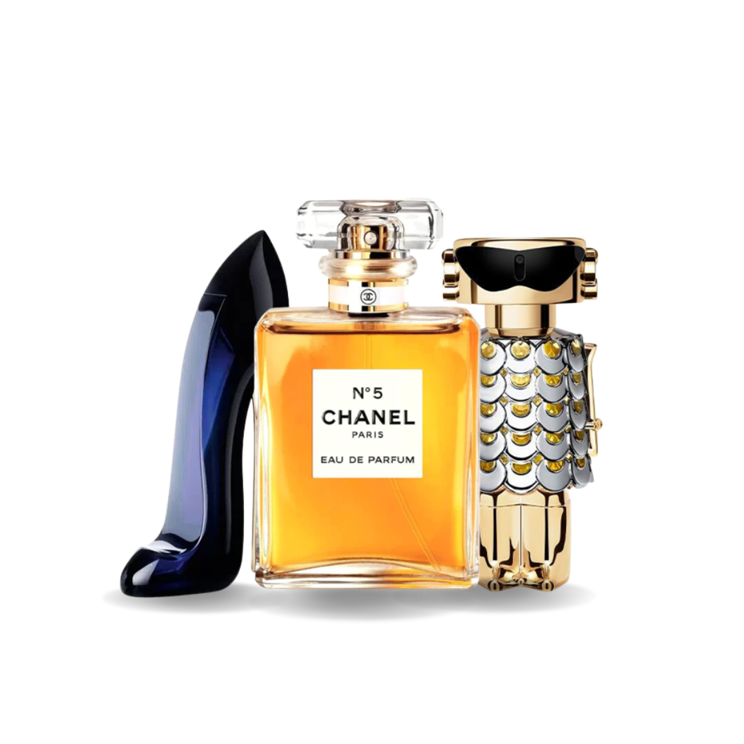 Cofanetto con 3 Fragranze: Carolina Herrera GOOD GIRL, Chanel Nº5 e Paco Rabanne FAME